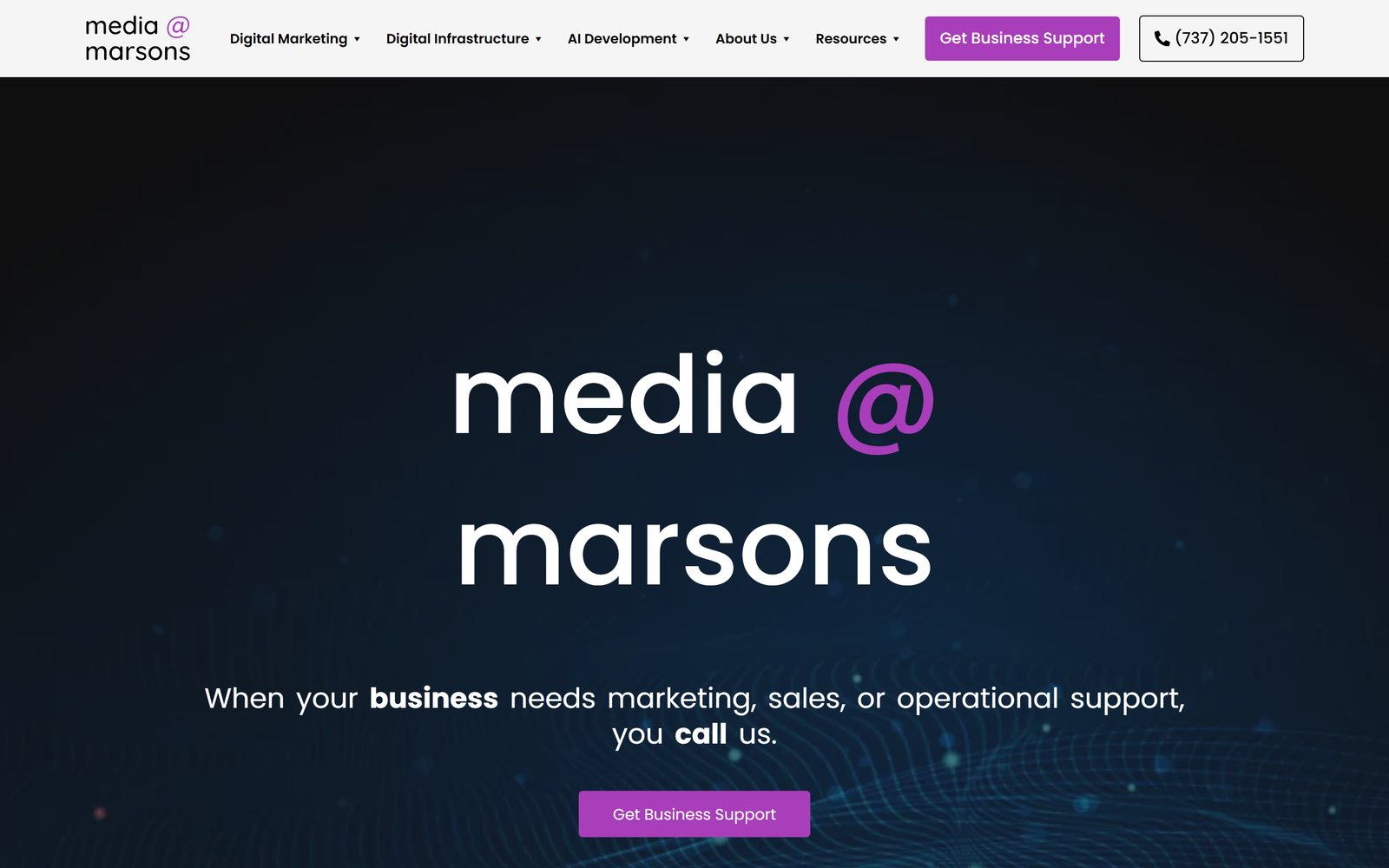 Media @ Marsons website, homepage on desktop