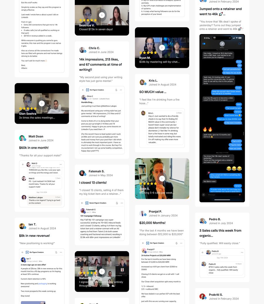 Seven Figure Creators website, an interior page